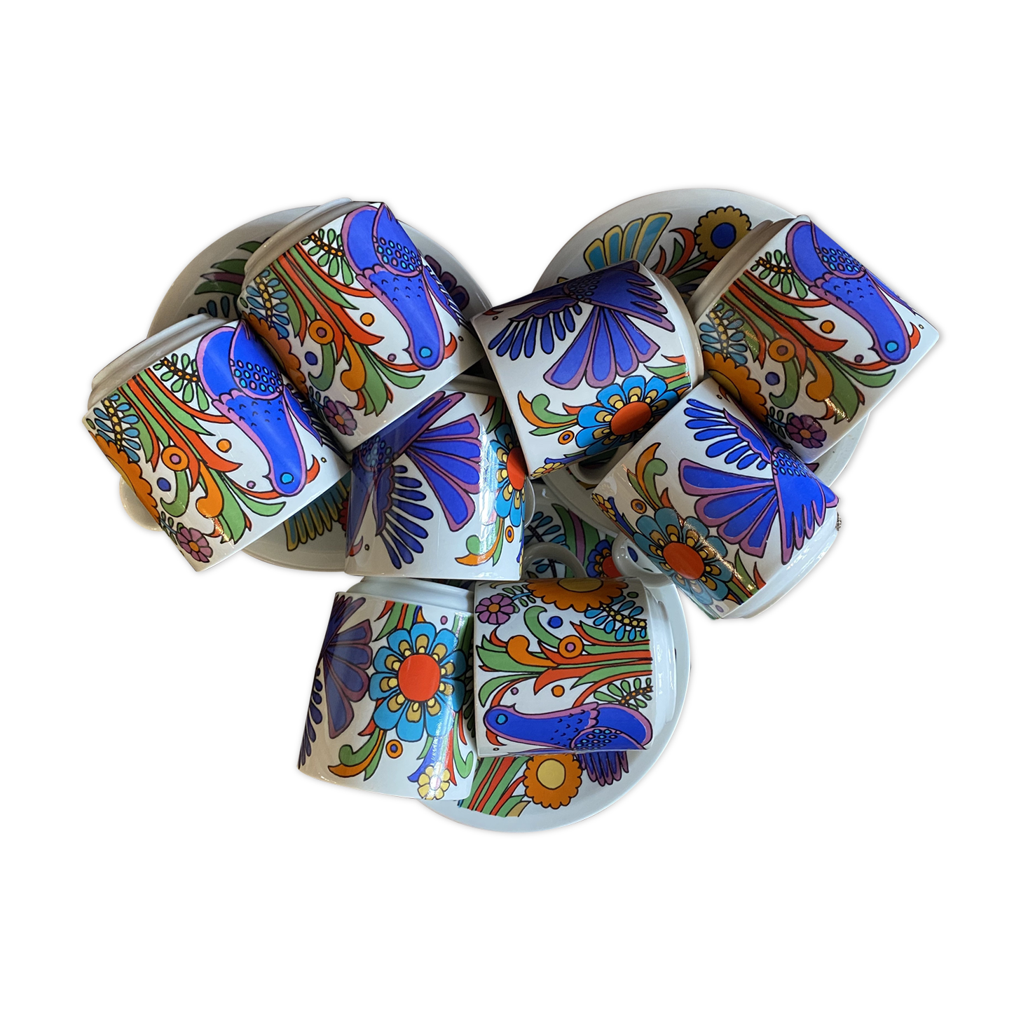Set of 8 tea cup and saucer by Villeroy and Boch “Acapulco”