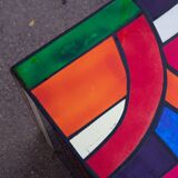 Multicolored stained glass Cube side table 50*50