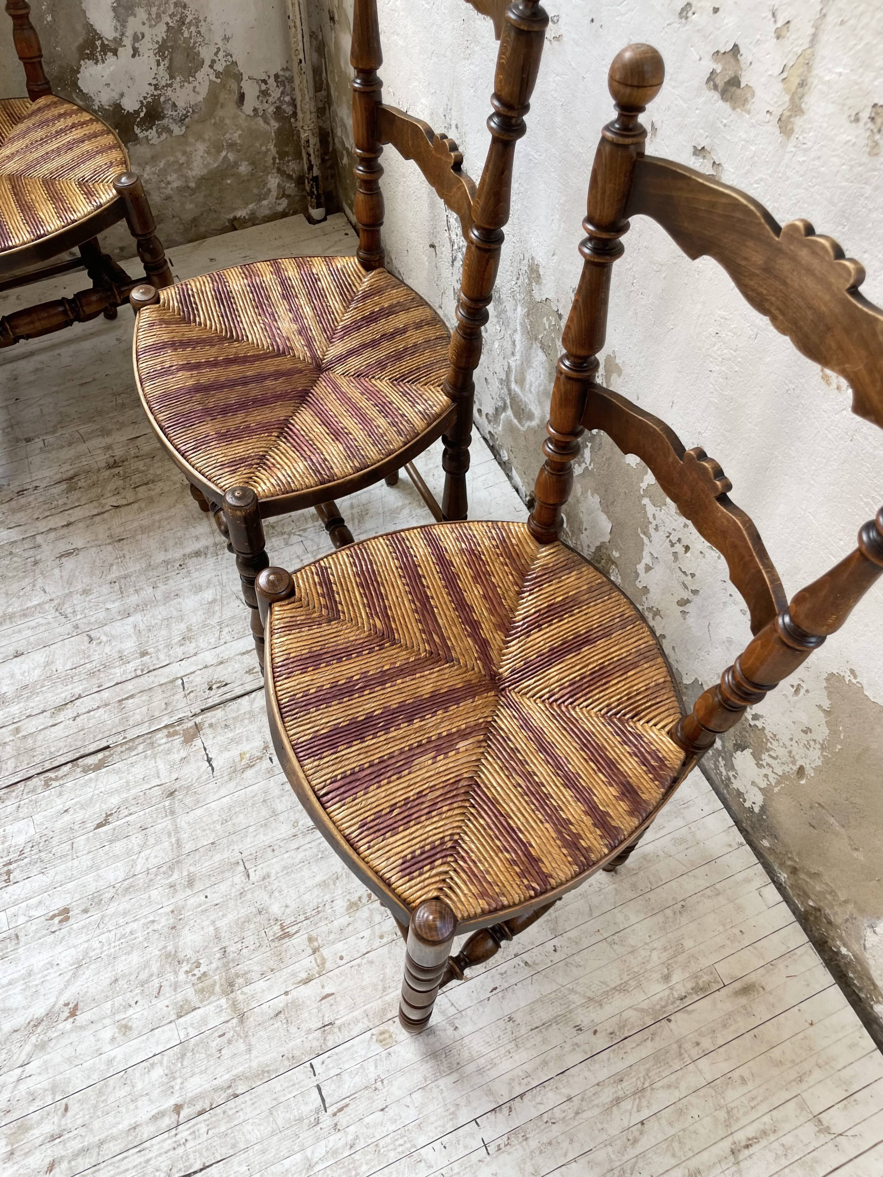 Set of rustic Provençal mulched chairs
