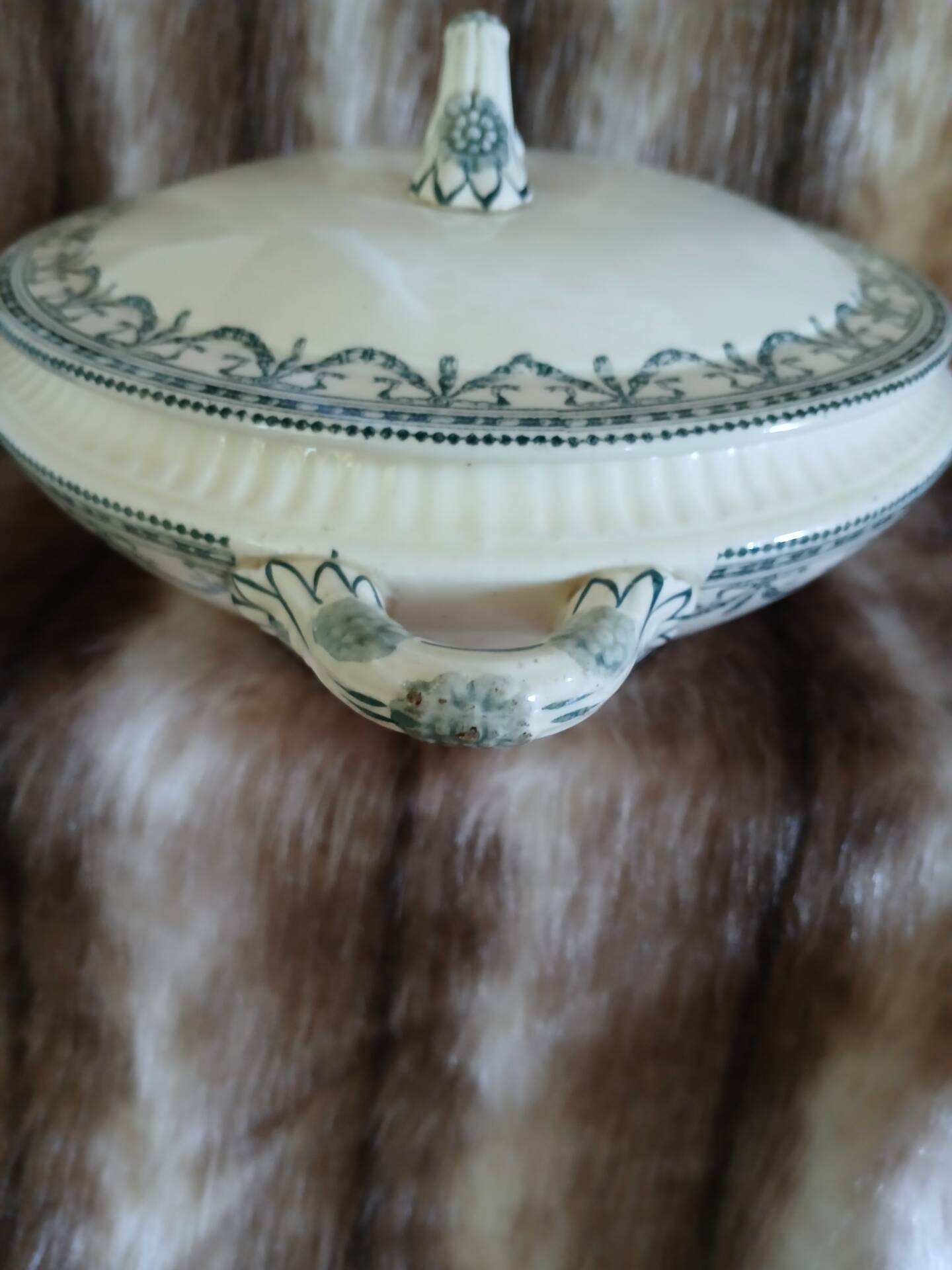 Small antique soup tureen in ironstone