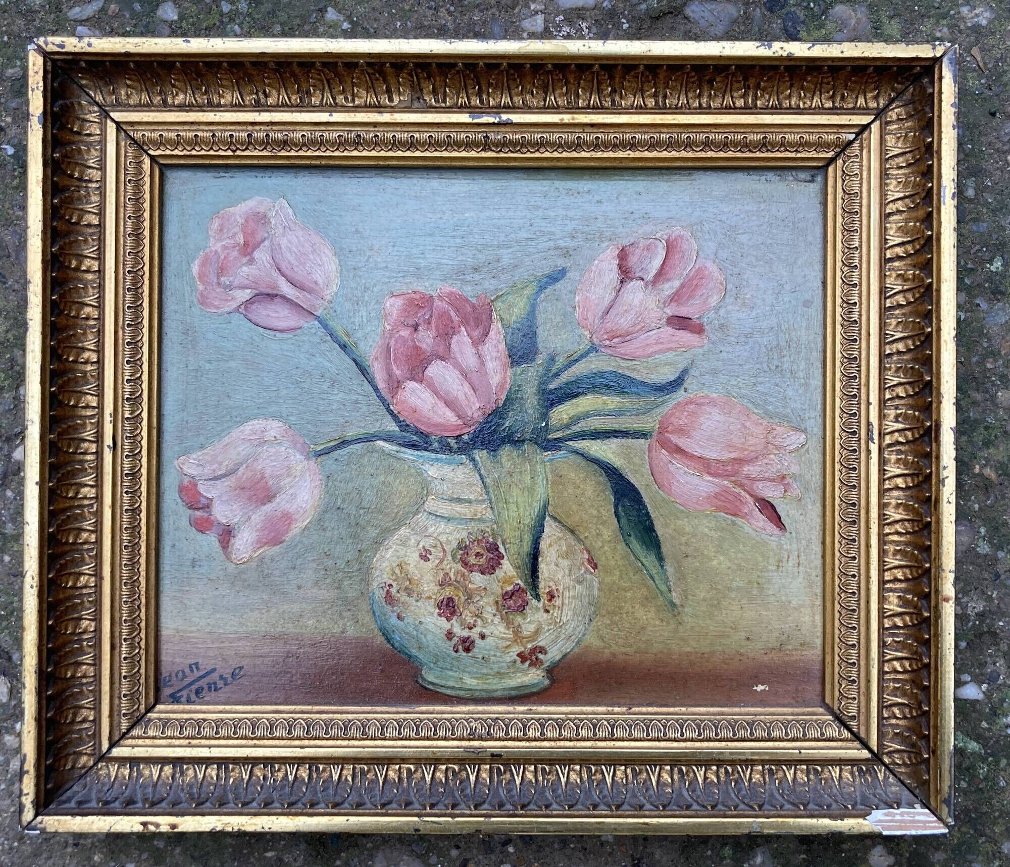 Tableau ancien "Bouquet de renoncules"