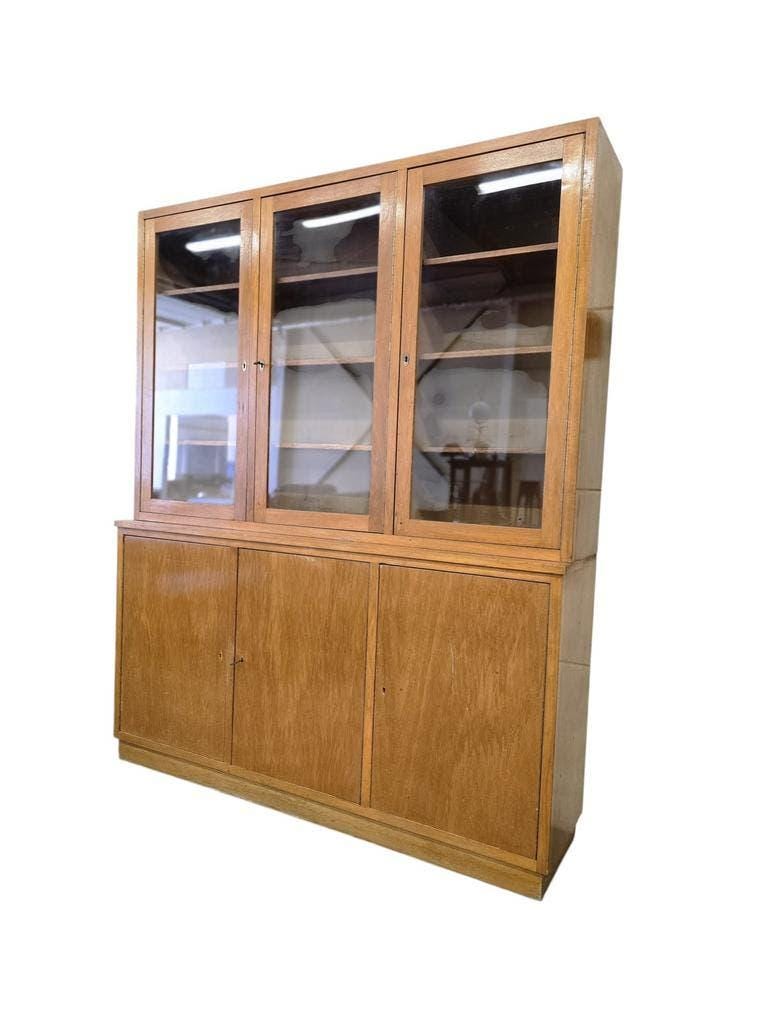 XL vintage wooden display cabinet / sideboard / wall unit