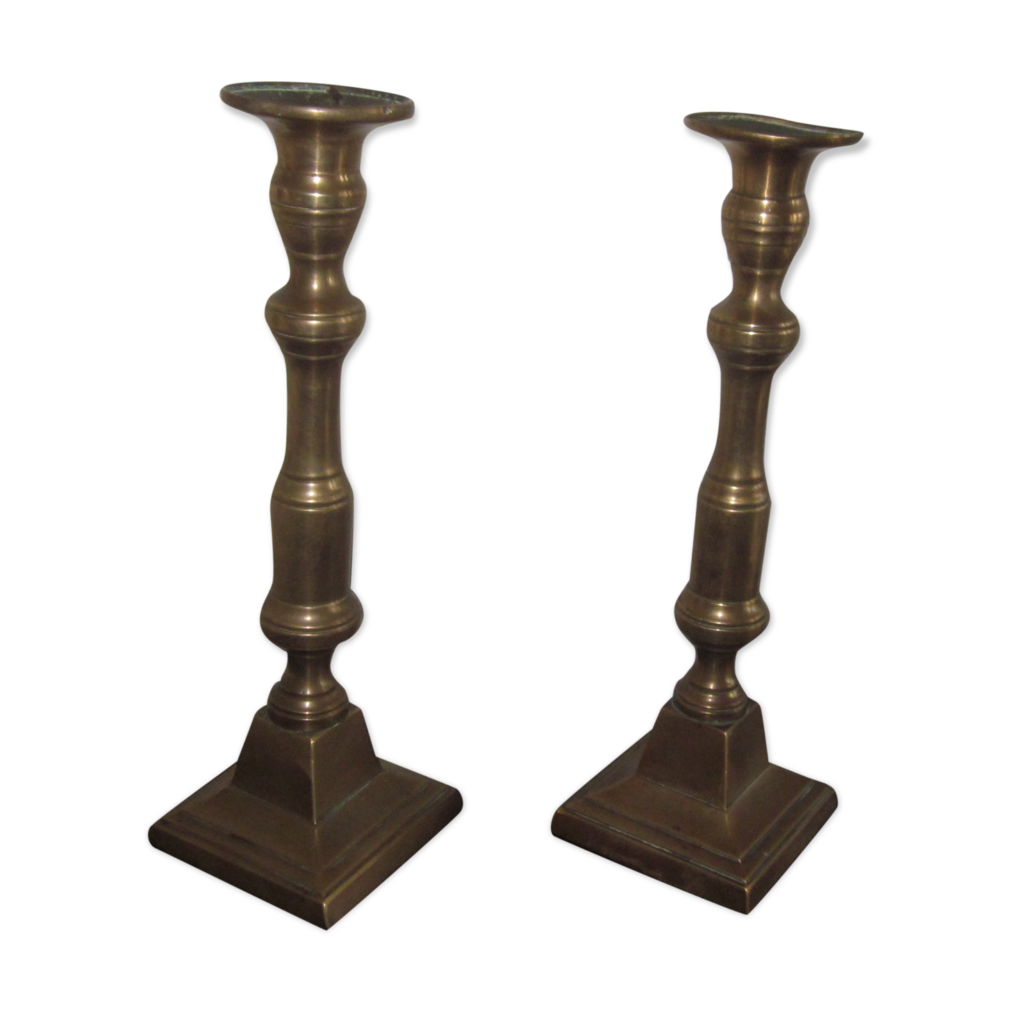 pair of old bronze candlesticks