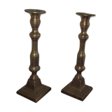 pair of old bronze candlesticks