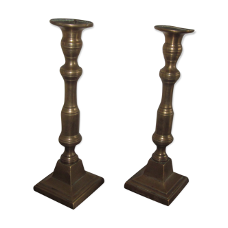 pair of old bronze candlesticks
