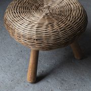 Wicker tripod stool by Tony Paul, 1950s, USA