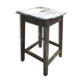 Tabouret en bois d'ancien atelier de peintre artisan - Années 1960