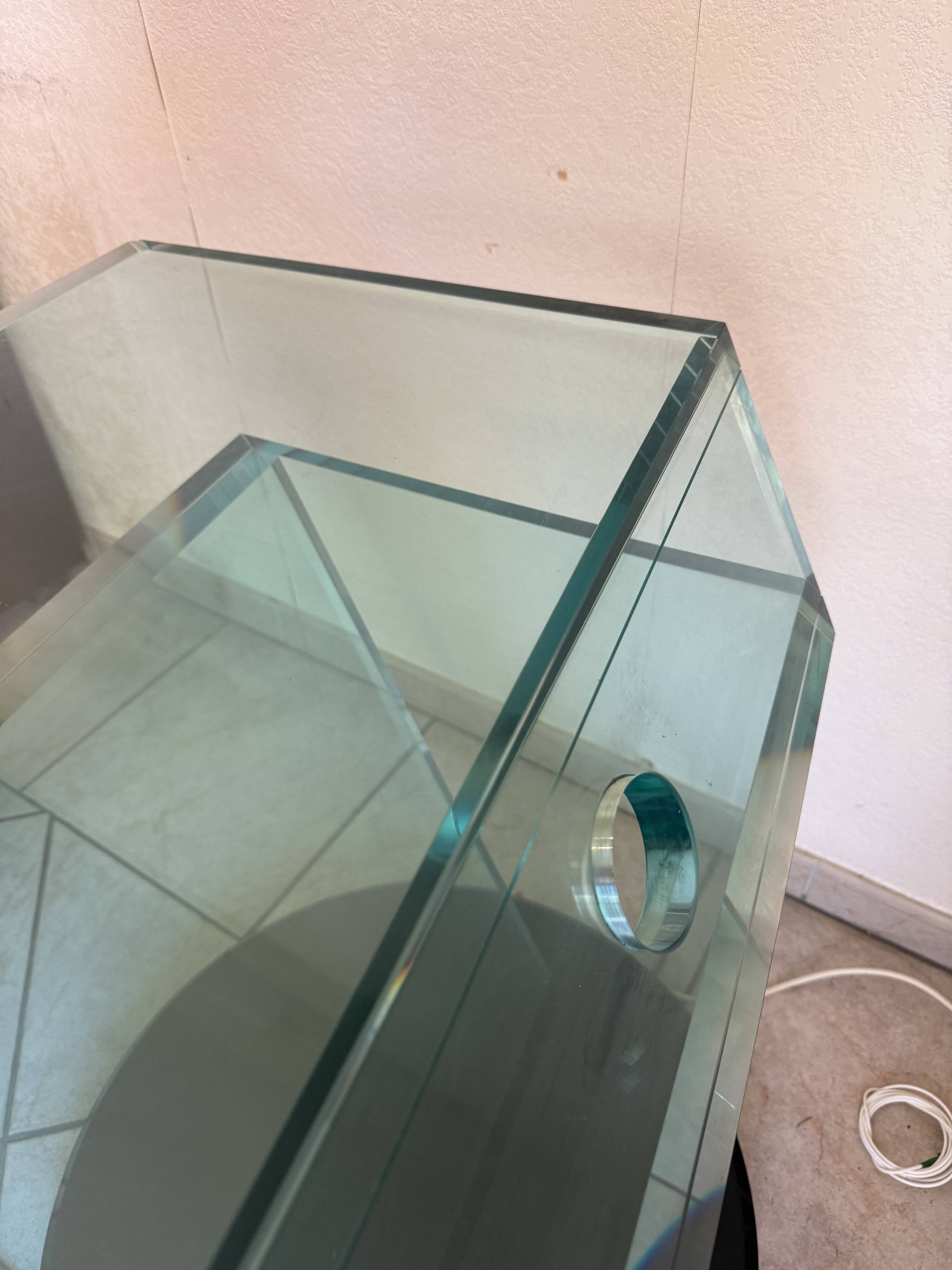 Meuble tv pivotant en verre roche bobois modèle jazz