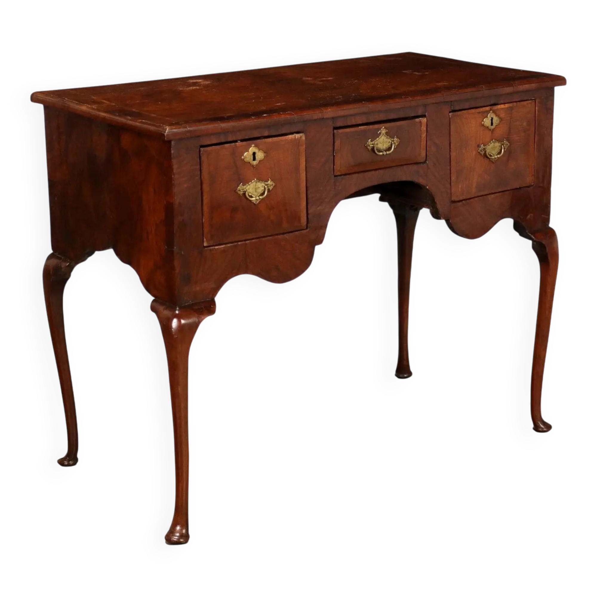 Antique Chippendale writing desk in walnut, oak, and fir, 18th century.