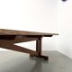 Large refectory table in solid pine and beech, with an X-shaped base.