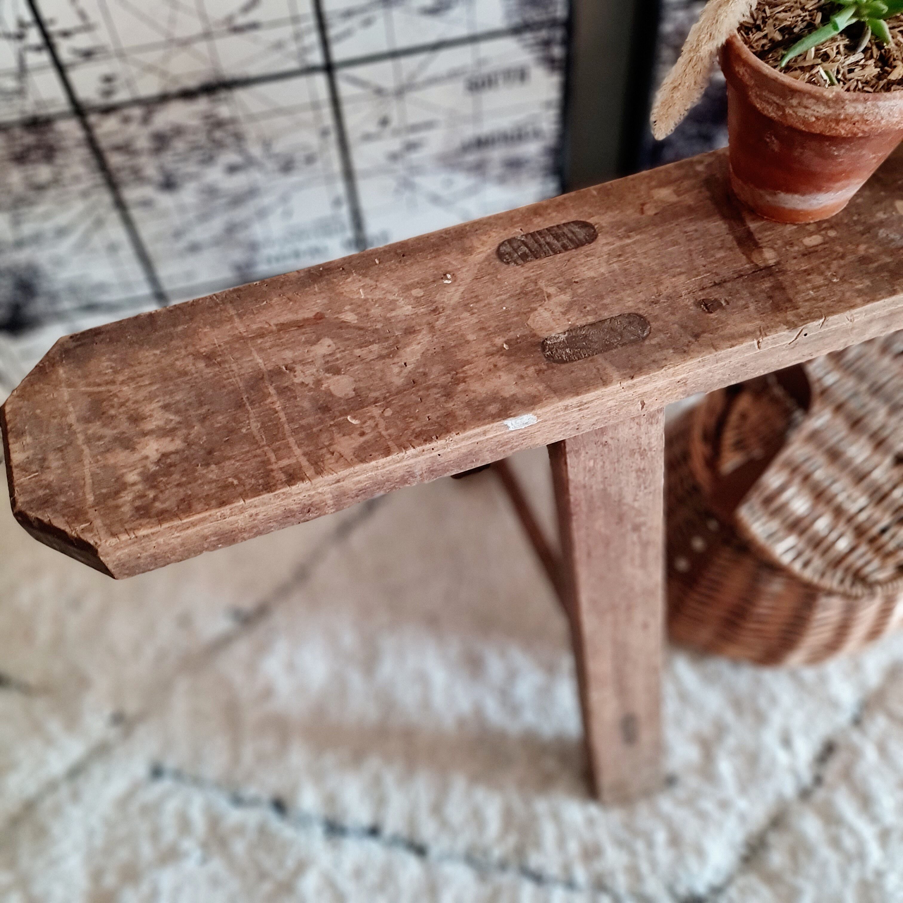 Old wooden farmhouse bench