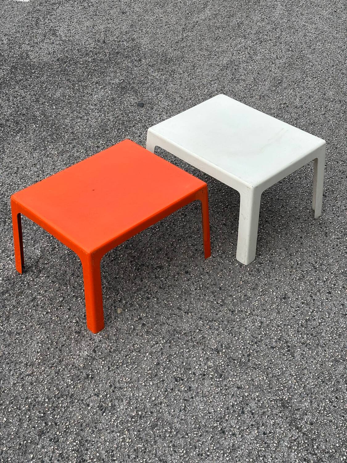 Pair of Space Age fiberglass coffee tables, Circa 1970