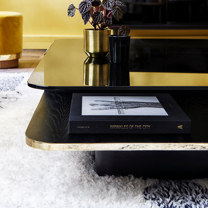 Red Edition brass glass lounge table