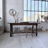 Farm table with turned legs, made of pine and birch, 180cm.