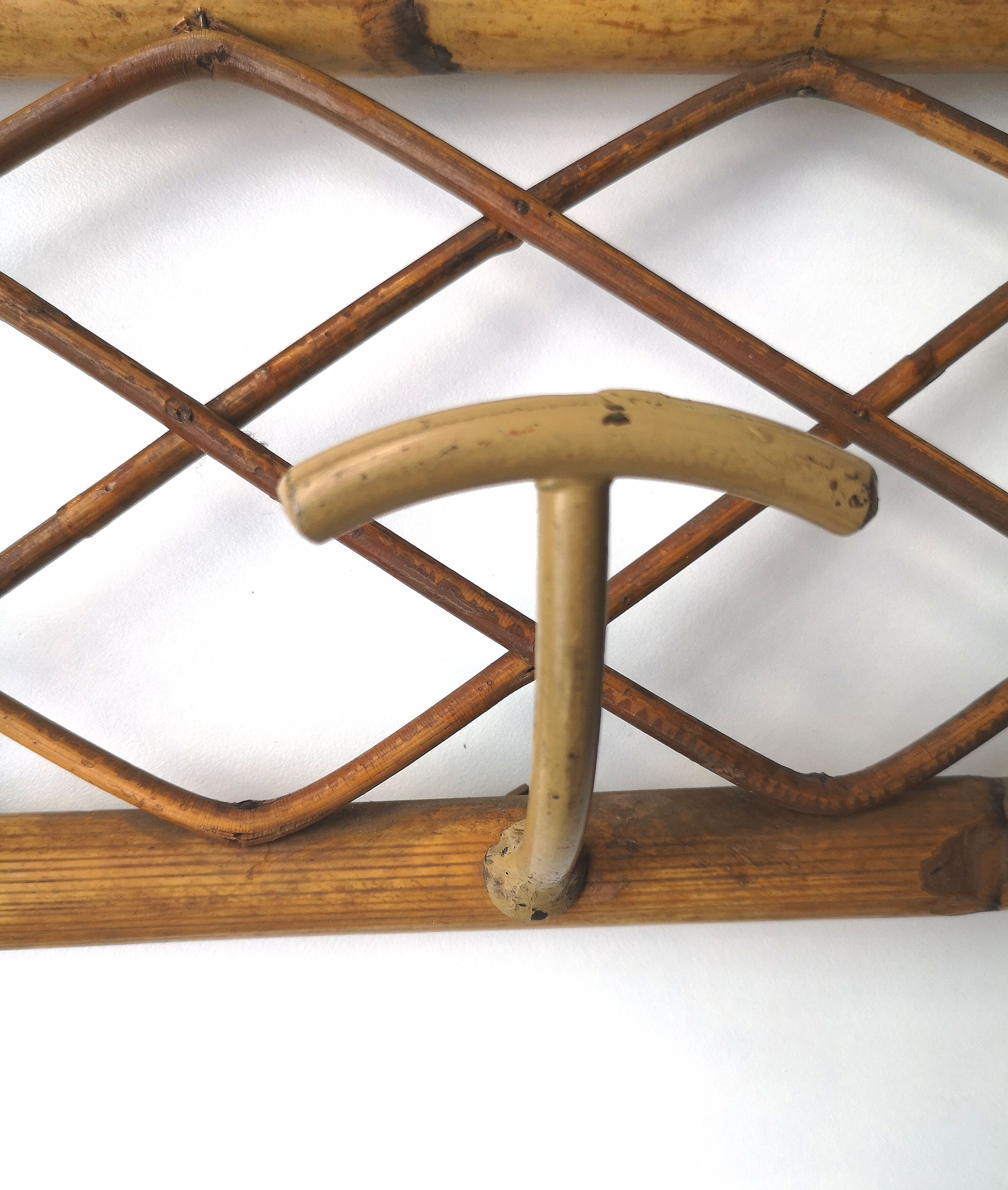 Rattan coat rack