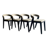 Set of 4 'Play' Chairs — Black Wood Frame with Beige Upholstery by Alain Berteau for Van Rossum