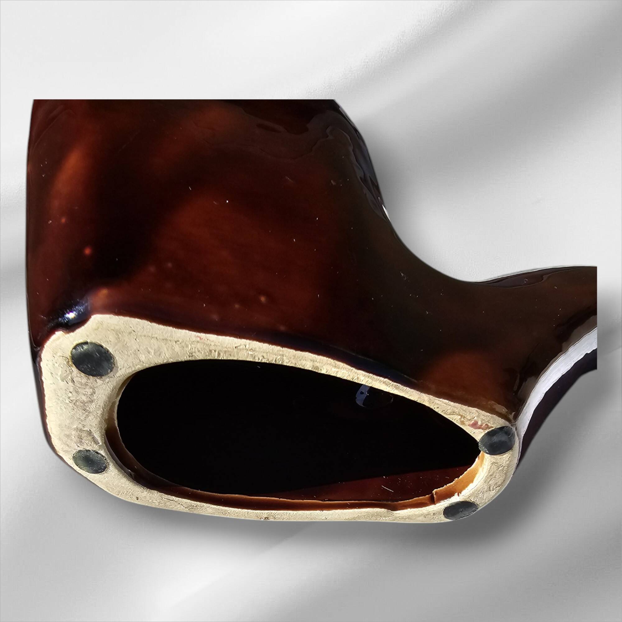 Vallauris majolica ashtray, pipe-shaped ashtray, 1950s