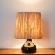 Black ceramic lamp, raffia lampshade, 70s