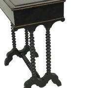 Table de couture antique laquée noire, table d'appoint en acajou, 19e siècle.