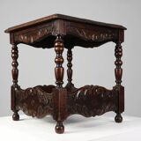 Oak carved square Side Table, Belgium 18th Century