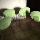 Galvano Tecnica 4 chairs vintage design 80s anise green