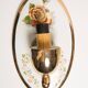 Set of two wall sconces in porcelain with roses, Poland, 1960s.