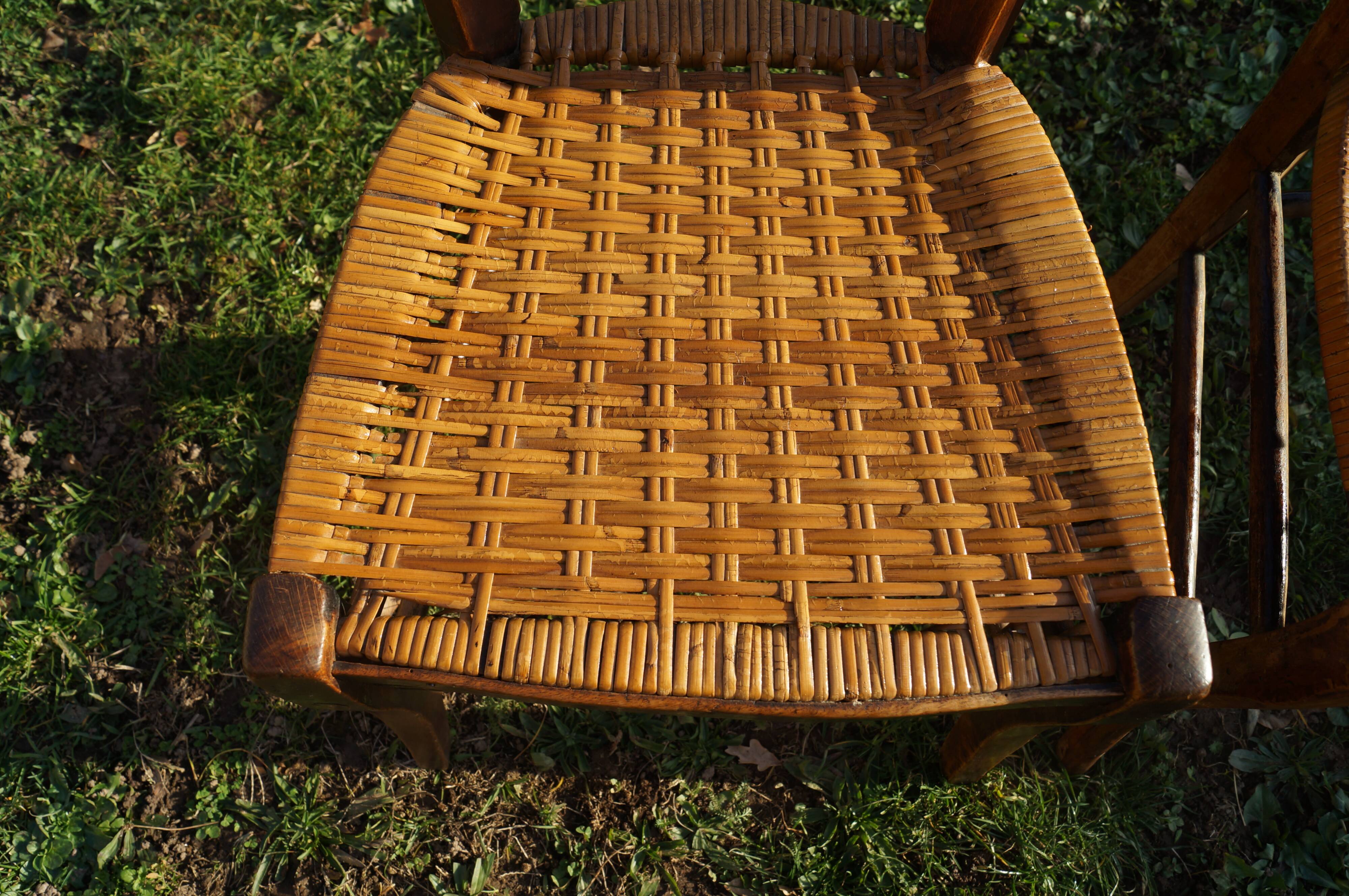 2 straw bistro chairs