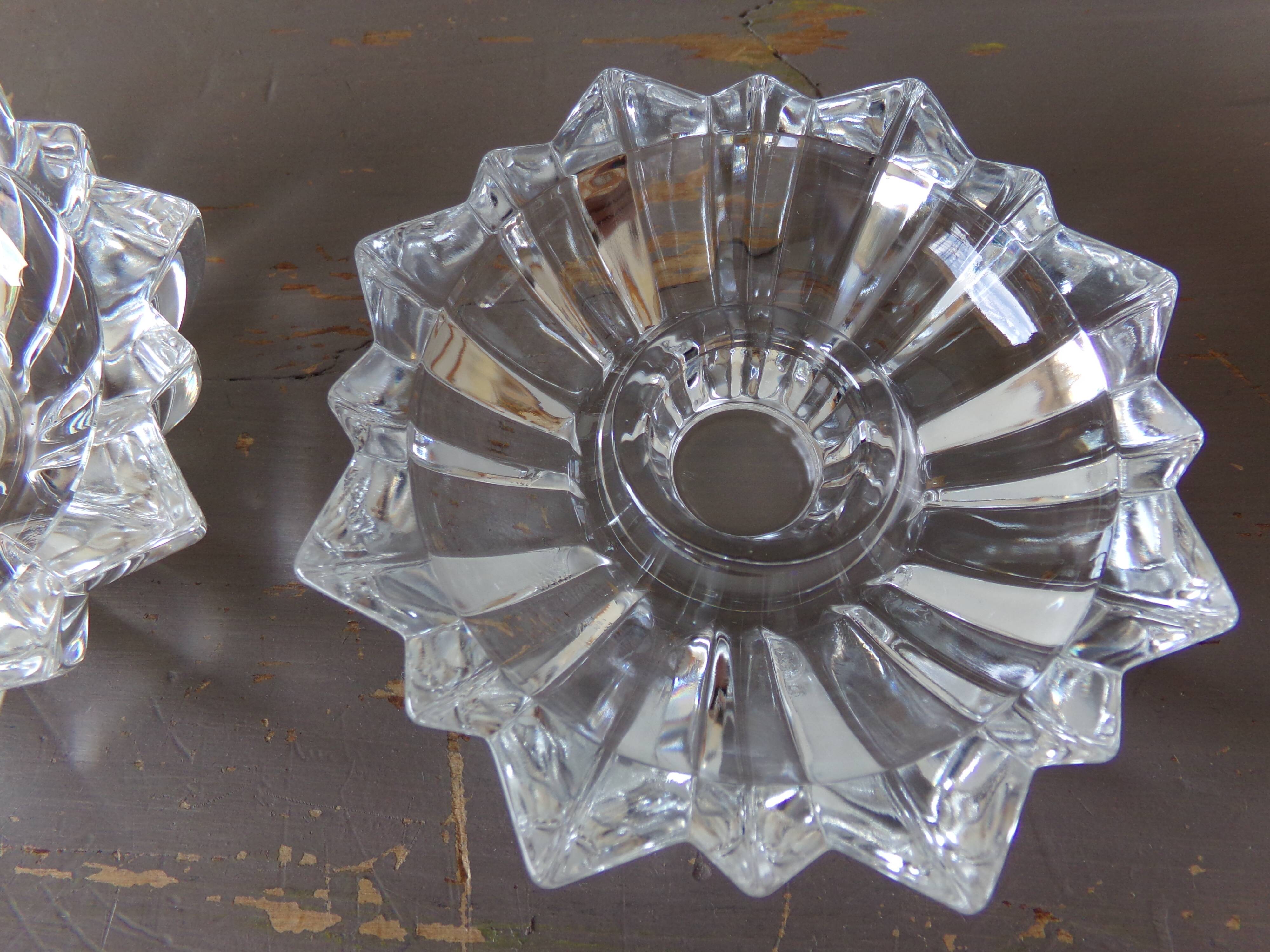 Pair of antique crystal candle holders