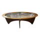 Oval Astro coffee table in teak with glass top by Victor Wilkins for G-Plan, 1960s