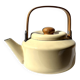 Vintage enamelled metal kettle in beige, Copco style.