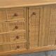 Large coastal rattan and bamboo sideboard credenza, 1980s