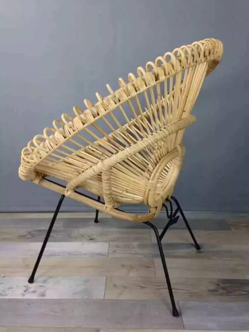 Rattan and metal armchair