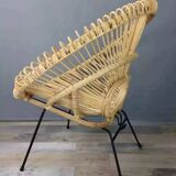 Rattan and metal armchair