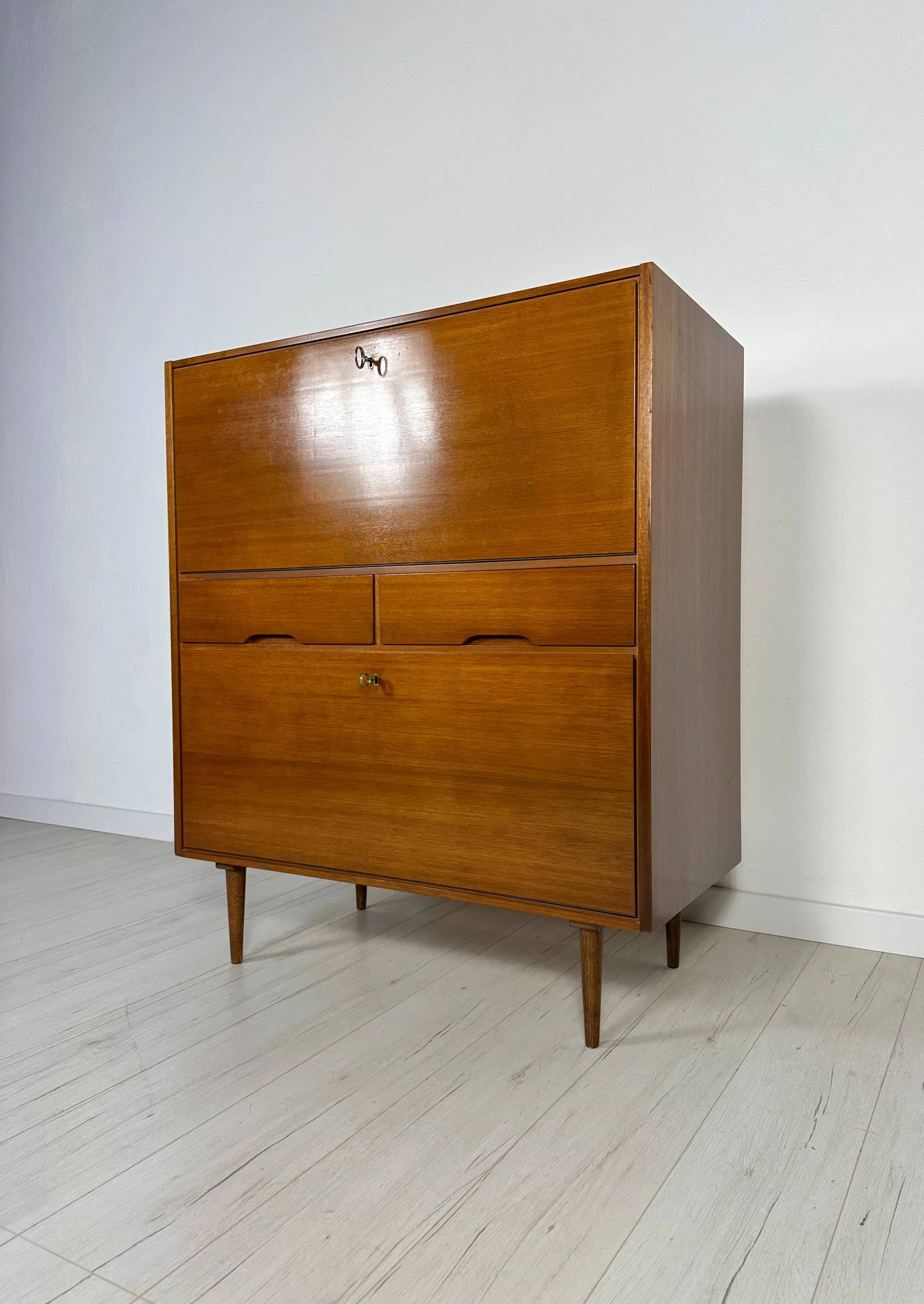 1960s Vintage Minimalistic Walnut Cabinet/Secretary