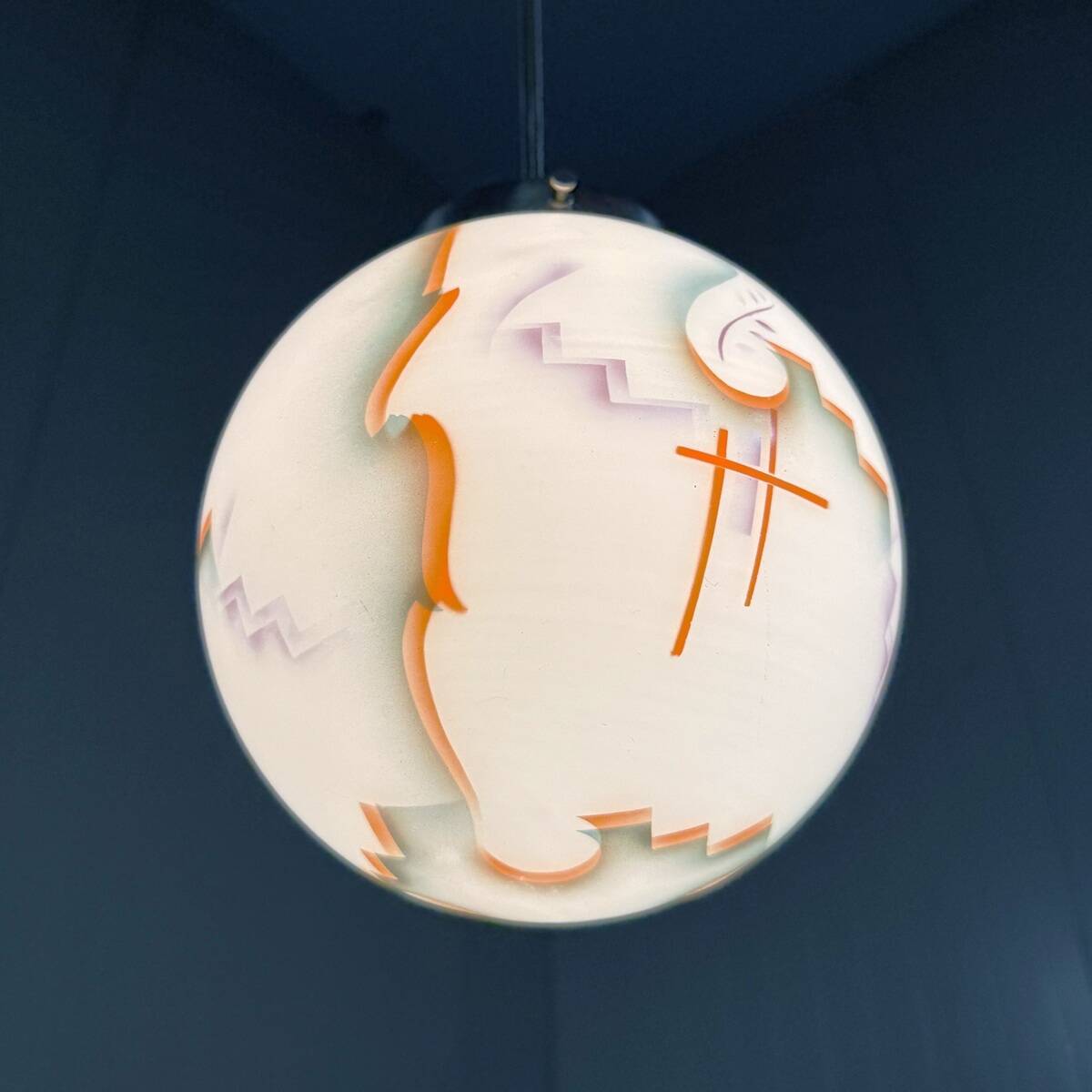 Suspension Art Déco en verre, années 1930