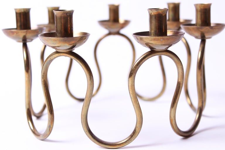 Brass candleby by Lars Holmstrom Sweden 1950s