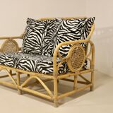 Vintage rattan sofa 2 places year 60