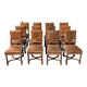 Set of 12 Henri II neo-Renaissance style walnut chairs