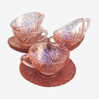 Set of rosaline Arcoroc pink cups