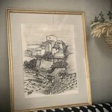 Tableau dessin fusain Pascal Maixent XXème