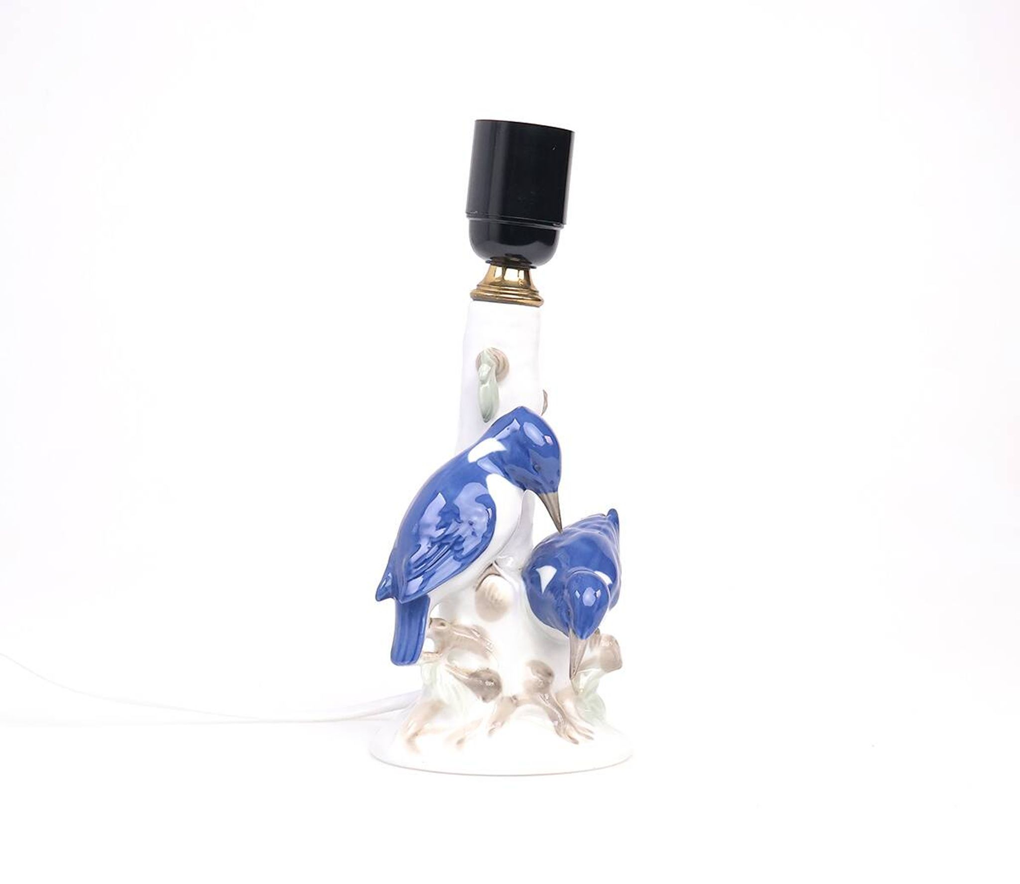 Vintage porcelain lamp base with kingfishers by Wagner & Apel