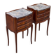 Pair of Louis XV bedside tables, early 20th century, marquetry and marble