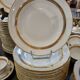 UM Limoges table service, Art Deco gold thread porcelain 80 pieces