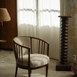 Pair of Danish armchairs in beech, reupholstered in lambswool, Art Nouveau, 1900s.