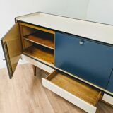 Vintage blue and white wooden sideboard