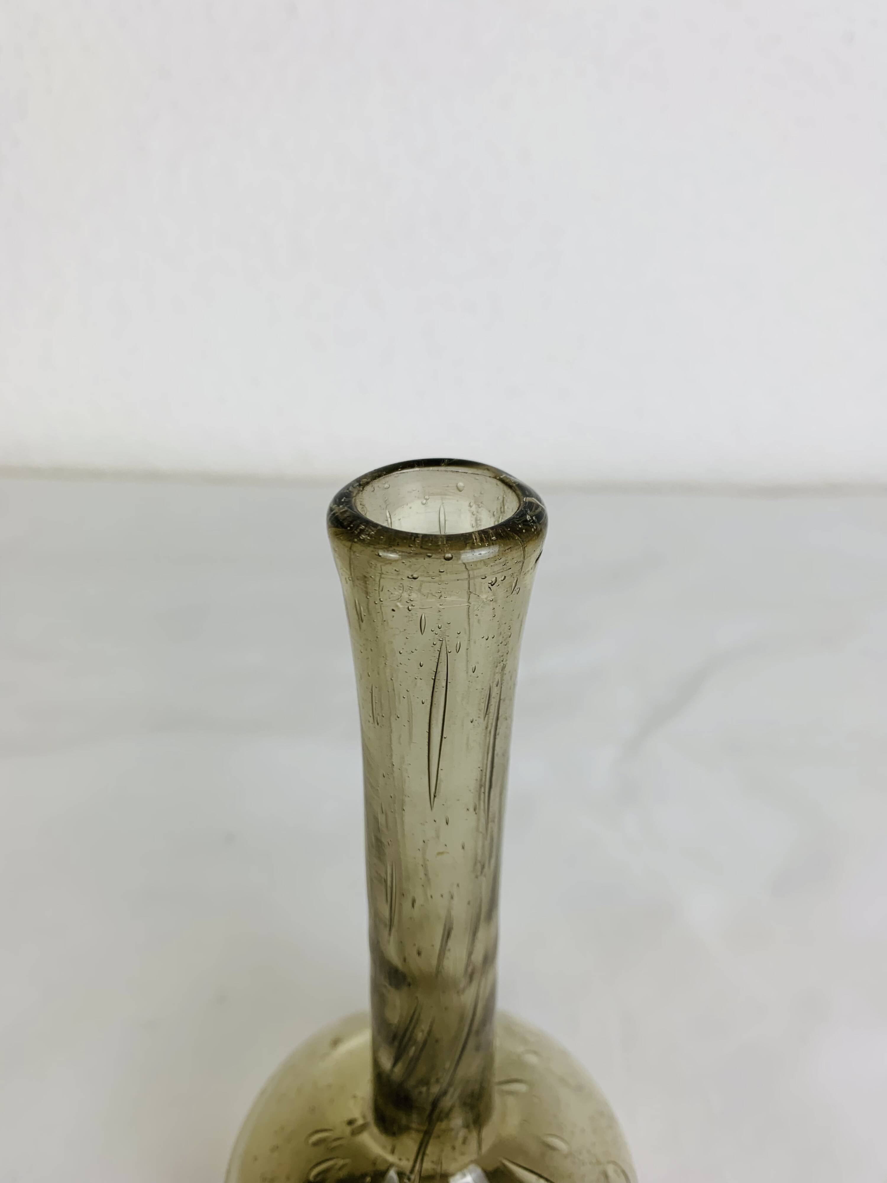 Vase soliflore verre bullé fumé