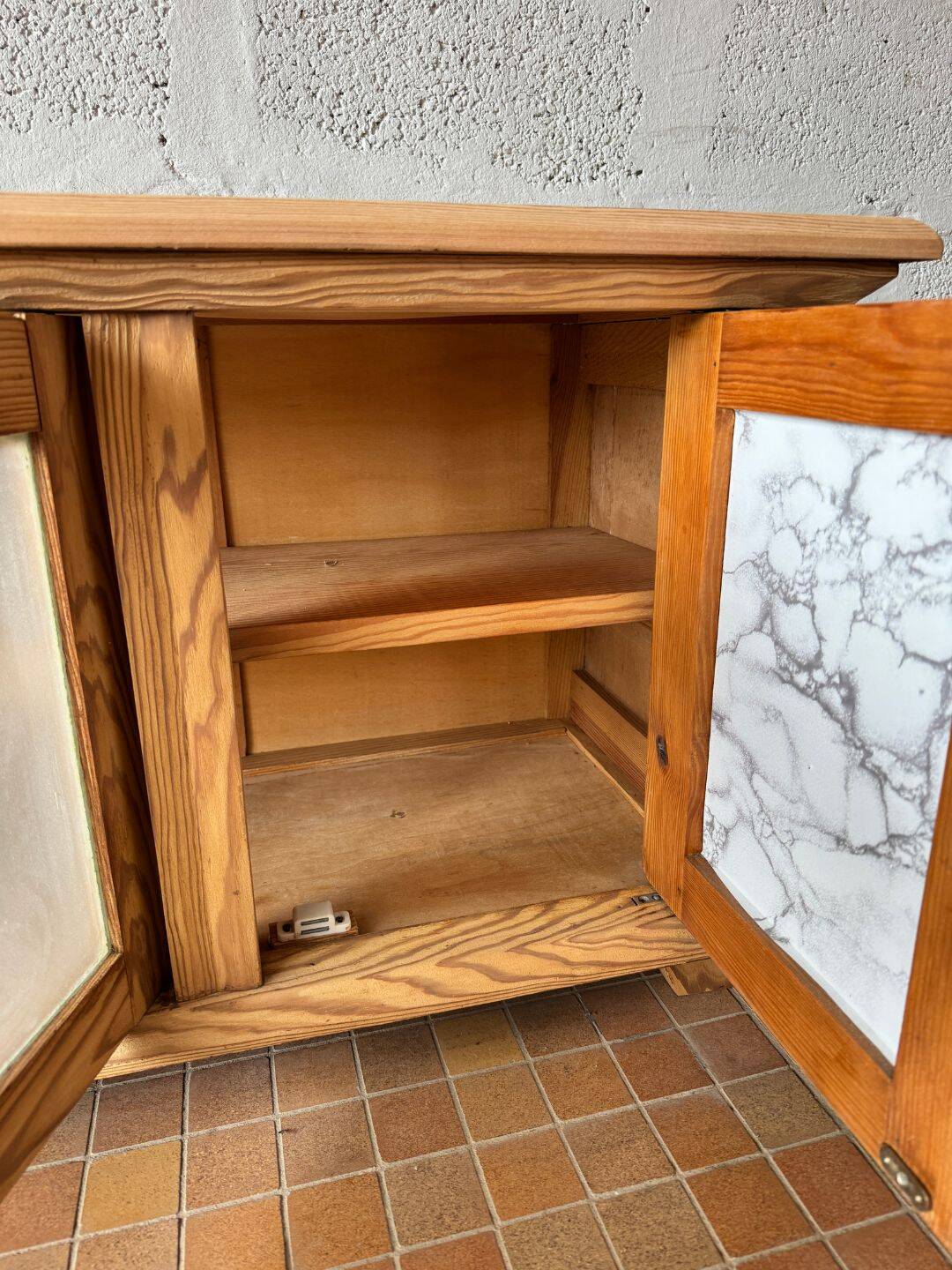 TV cabinet in solid pitch pine - 1960s