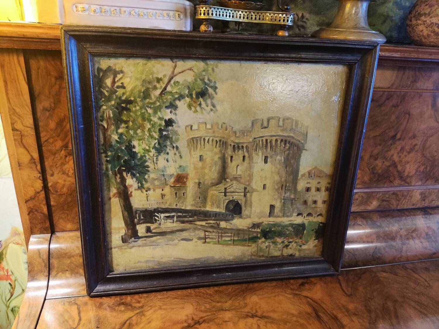 Oil painting on panel Castle