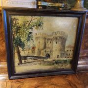 Oil painting on panel Castle