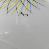 Hand-painted opaline ball lamp signed 1970s